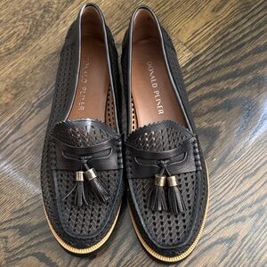 Donald J. Pliner Black Woven Tassel Loafers